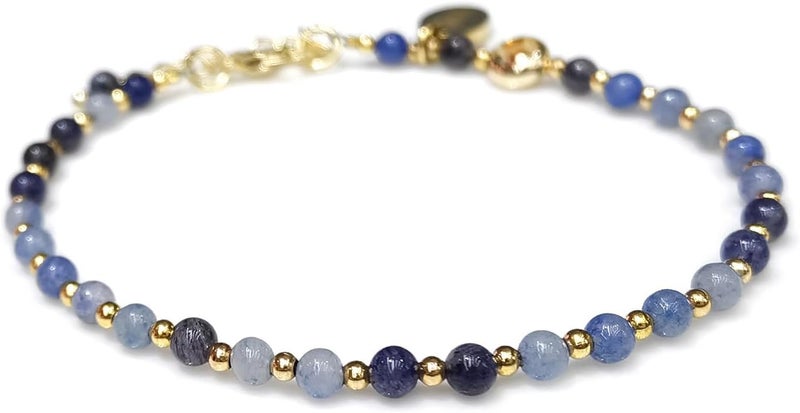 Morchic 3mm Tiny Beads Natural Gemstone Bracelet for Women, Adjustable 7.1" Energy Gem Charm Jewelry, Dainty Handmade Birthday Gift - Image 1